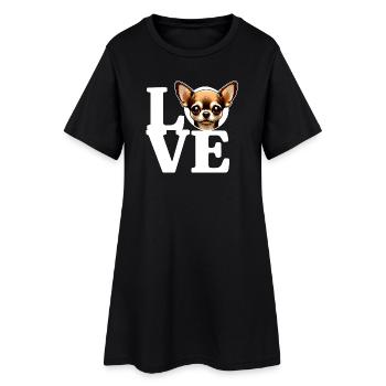 LIEBE Chihuahua-Hund Hundeliebhaber Lustig - Frauen T-Shirt-Kleid - Schwarz - Vorne