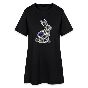 Fleurs en forme de lapin - Robe T-shirt Femme - noir - Devant