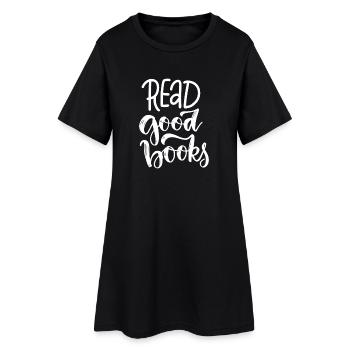 Lire de bons livres : citation écrite à la main - Robe T-shirt Femme - noir - Devant