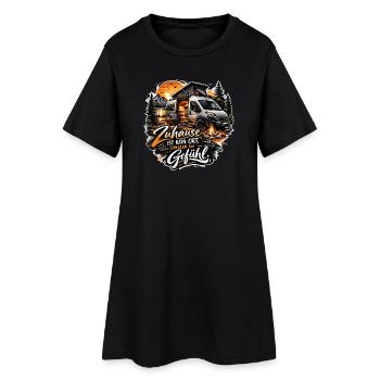 Zuhause ist kein Ort sondern ein Gefühl - Frauen T-Shirt-Kleid - Schwarz - Vorne