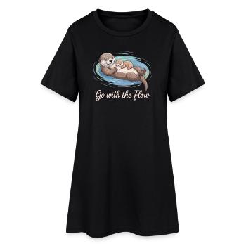 Otter Duo : Laisse Aller avec le Courant - Robe T-shirt Femme - noir - Devant