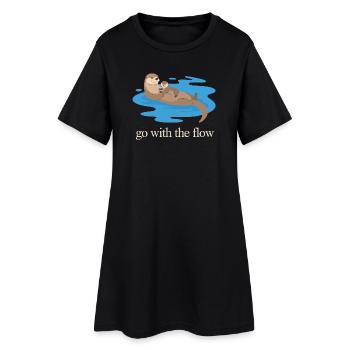 Otter Duo : Laisse Aller avec le Courant - Robe T-shirt Femme - noir - Devant