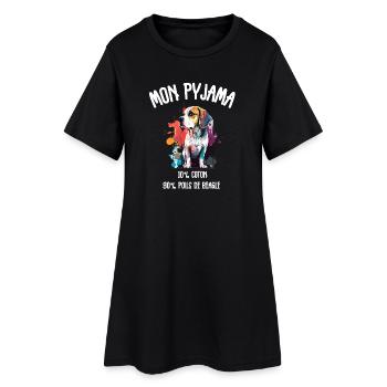 Pyjama Chien Beagle Humour - Robe T-shirt Femme - noir - Devant