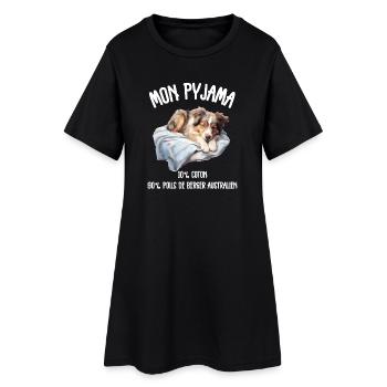 Pyjama Chien Berger Australien Drôle  - Robe T-shirt Femme - noir - Devant
