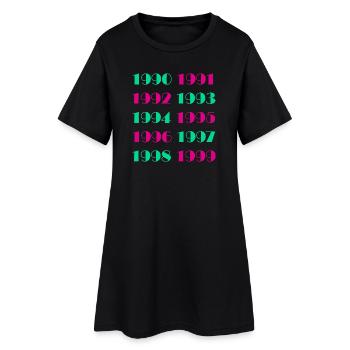 90er Retro Vintage Style Nostalgie - Frauen T-Shirt-Kleid - Schwarz - Vorne