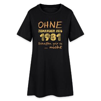 es 1981 - Frauen T-Shirt-Kleid - Schwarz - Vorne