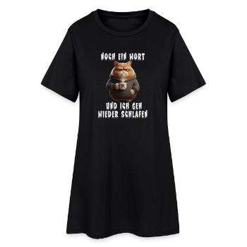 Lustiges Katzen Schlafshirt für Morgenmuffel - Frauen T-Shirt-Kleid - Schwarz - Vorne