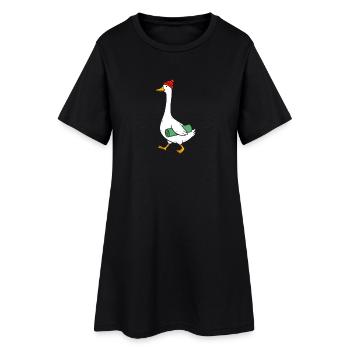 Oie avec un bonnet tricoté et un tapis de yoga - Robe T-shirt Femme - noir - Devant