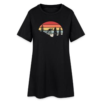 Mountainbike Fahrrad Natur Berg Retro - Frauen T-Shirt-Kleid - Schwarz - Vorne
