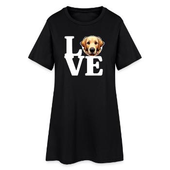 LIEBE Golden Retriever Hund Hundeliebhaber Lustig - Frauen T-Shirt-Kleid - Schwarz - Vorne