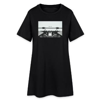 Conception d’affiche d’une première machine à écrire - Robe T-shirt Femme - noir - Devant