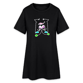 Changement d’humeur néon - Le visage qui tourne - Robe T-shirt Femme - noir - Devant
