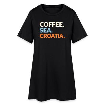 Café. Mer. Croatie (Hrvatska). - Robe T-shirt Femme - noir - Devant