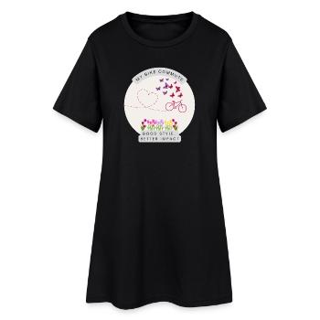 Vélo Chemise de banlieue Vélo papillon fleuri - Robe T-shirt Femme - noir - Devant