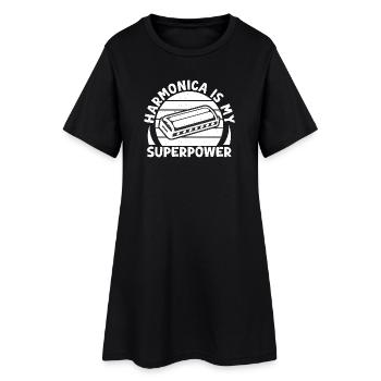 Harmonica Musican Is My Superpower Harmonica - Frauen T-Shirt-Kleid - Schwarz - Vorne