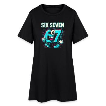 Six Seven 67 Meme Glitch Mascot Italian Brainrot - Frauen T-Shirt-Kleid - Schwarz - Vorne