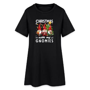 Noël avec mes gnomes Nains de Noël - Robe T-shirt Femme - noir - Devant