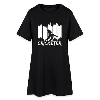 Joueur de cricket drôle - Robe T-shirt Femme - noir - Devant