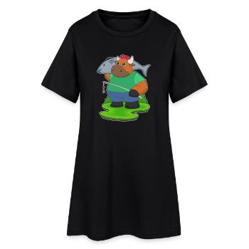 pêche au baudroie taureau - Robe T-shirt Femme - noir - Devant