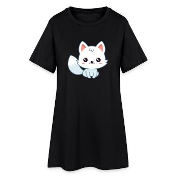 Renard pastel blanc kawaii - Robe T-shirt Femme - noir - Devant