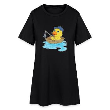 Pêche au poisson canard pêcheur - Robe T-shirt Femme - noir - Devant
