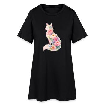 Fuchs Pastell Blumen Silhouette - Frauen T-Shirt-Kleid - Schwarz - Vorne