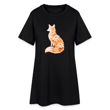 Fuchs Pastell Blumen Silhouette - Frauen T-Shirt-Kleid - Schwarz - Vorne
