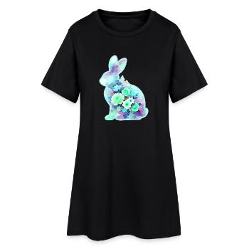 Fleurs aquarelles de lapin à Pâques - Robe T-shirt Femme - noir - Devant