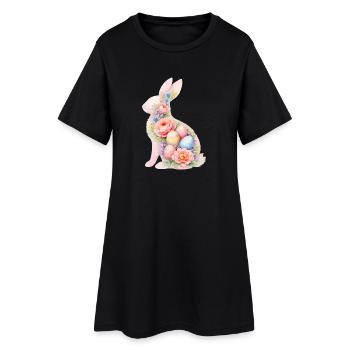 Aquarelle de Pâques du Lapin - Robe T-shirt Femme - noir - Devant