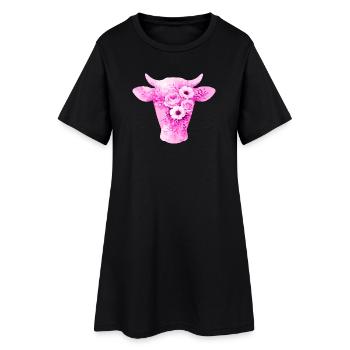 Fleurs en forme de vache - Robe T-shirt Femme - noir - Devant