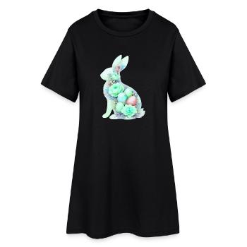 Aquarelle de Pâques du Lapin - Robe T-shirt Femme - noir - Devant