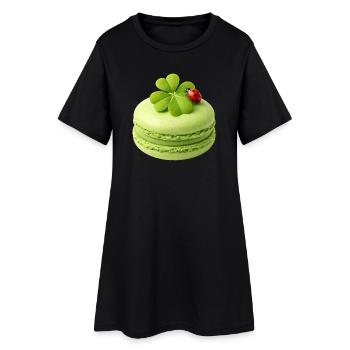 Green macaron with lucky clover - Women’s T-Shirt Dress - black - Front