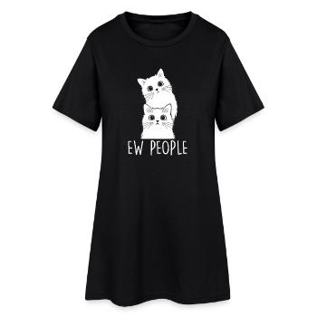 Beurk, les gens, amoureux des chats, humour félin, antisocial. - Robe T-shirt Femme - noir - Devant
