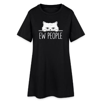 Beurk, les gens, amoureux des chats, humour félin, antisocial. - Robe T-shirt Femme - noir - Devant