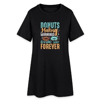 Restauration rapide en donuts - Robe T-shirt Femme - noir - Devant