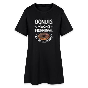 Restauration rapide en donuts - Robe T-shirt Femme - noir - Devant