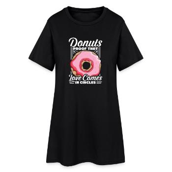 Donut Fastfood - Frauen T-Shirt-Kleid - Schwarz - Vorne