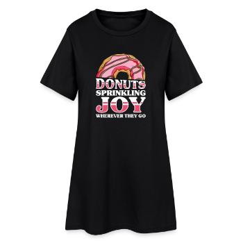 Donut Fastfood - Frauen T-Shirt-Kleid - Schwarz - Vorne