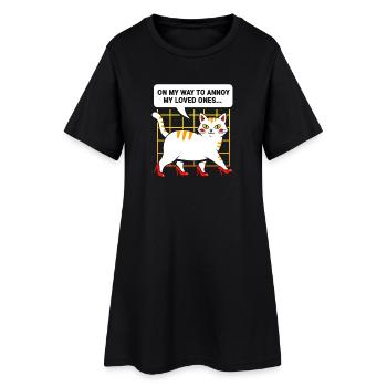 Chat à talons hauts : Espiègle et charmant - Robe T-shirt Femme - noir - Devant