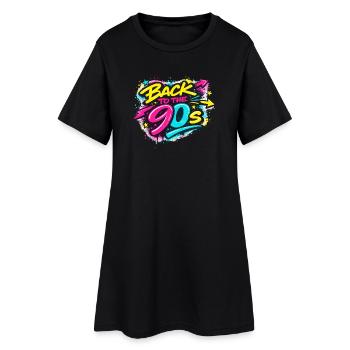 Retour aux graffitis néon des années 90 - Robe T-shirt Femme - noir - Devant