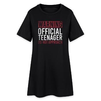Avertissement : adolescent officiel : ne pas approcher - Robe T-shirt Femme - noir - Devant