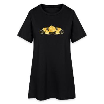 NOUVEAU -- La vie en pleine floraison – Élégance de la Rose Dorée. - Robe T-shirt Femme - noir - Devant
