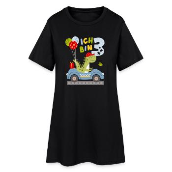 Ich bin 3 – Dino im Auto | Lustiges Geburtstagsshi - Frauen T-Shirt-Kleid - Schwarz - Vorne