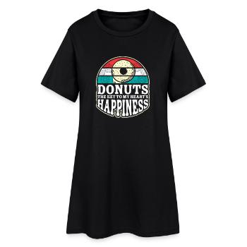 Donut fast food - Women’s T-Shirt Dress - black - Front