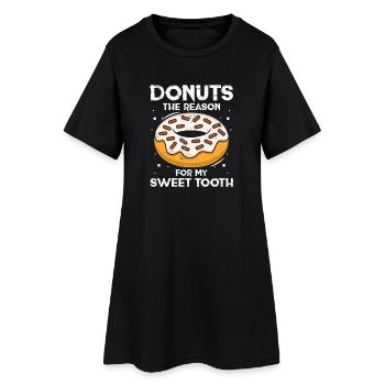 Restauration rapide en donuts - Robe T-shirt Femme - noir - Devant