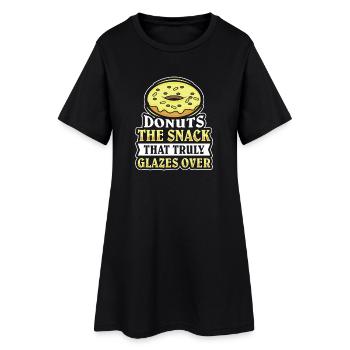 Restauration rapide en donuts - Robe T-shirt Femme - noir - Devant