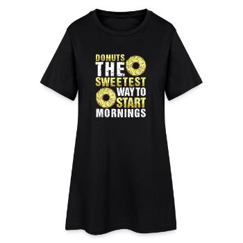 Restauration rapide en donuts - Robe T-shirt Femme - noir - Devant