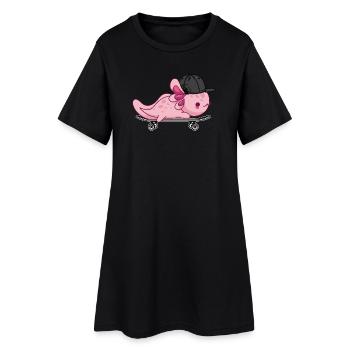 Cool Axolotl Skateboard - Style Kawaii - Robe T-shirt Femme - noir - Devant
