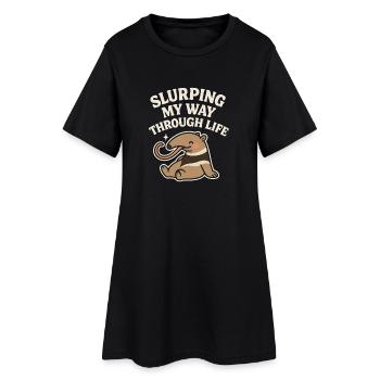Profiter de la vie | Mignonne fourmilier - Robe T-shirt Femme - noir - Devant