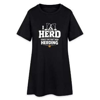 Ich hüte einfach alles | Border Collie Humor - Frauen T-Shirt-Kleid - Schwarz - Vorne